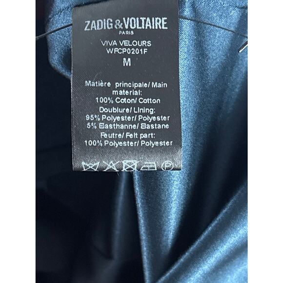 B45 Zadig & Voltaire Viva Velours Velvet Blazer M Rock Punk Preppy Androgynous - Picture 7 of 8
